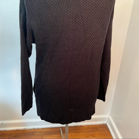 Sanctuary Waffle Knit Cowl Neck Black Sweater - Picture 9 of 11